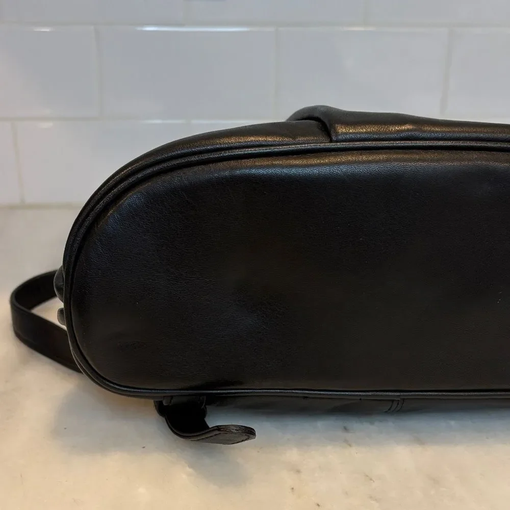 Tignanello Black Leather Sling Backpack Convertible Travel Bag